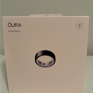 Oura Ring 4 Black and Silver Size 6